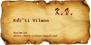 Kóti Vilmos névjegykártya